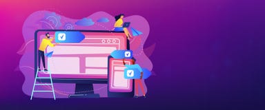 Cross-platform software concept banner header. vector illustration Cross-platform software concept banner header. vector illustration
