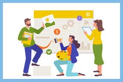 Development team concept for web page. Business team working concept.Flat vector illstration royalty free illustration Development team concept for web page. Business team working concept.Flat vector illstration royalty free illustration