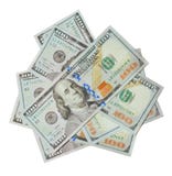 Devise des Etats-Unis cent billets d'un dollar d'isolement sur le blanc Photos stock Devise des Etats-Unis cent billets d'un dollar d'isolement sur le blanc Photos stock