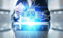 Devops Agile development and optimisation concept on virtual screen. stock photo Devops Agile development and optimisation concept on virtual screen. stock photo