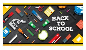 Di nuovo al banco Rifornimenti di scuola sul fondo della lavagna illustrazione di stock Di nuovo al banco Rifornimenti di scuola sul fondo della lavagna illustrazione di stock