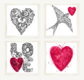 Dia de Valentim ajustado para cartões do feriado ilustração stock Dia de Valentim ajustado para cartões do feriado ilustração stock