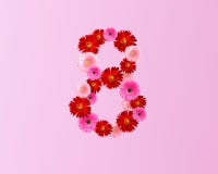 Dia internacional do ` s das mulheres número 8 ao estilo da flor cor-de-rosa Fotografia de Stock Royalty Free Dia internacional do ` s das mulheres número 8 ao estilo da flor cor-de-rosa Fotografia de Stock Royalty Free