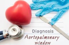 Diagnozy Aortopulmonary okno Oblicza serce, stetoskop, chirurgicznie skalpel i rękawiczki są blisko tytułowego Aortopulmonary okn obrazy royalty free Diagnozy Aortopulmonary okno Oblicza serce, stetoskop, chirurgicznie skalpel i rękawiczki są blisko tytułowego Aortopulmonary okn obrazy royalty free