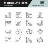 Diagram en Grafiekpictogrammen Moderne reeks 56 van het lijnontwerp Voor presenta stock illustratie Diagram en Grafiekpictogrammen Moderne reeks 56 van het lijnontwerp Voor presenta stock illustratie