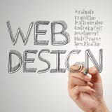 Diagrama do design web do desenho da mão do homem de negócio imagem de stock Diagrama do design web do desenho da mão do homem de negócio imagem de stock