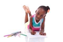 Dibujo afroamericano negro lindo de la niña - gente africana imagenes de archivo Dibujo afroamericano negro lindo de la niña - gente africana imagenes de archivo
