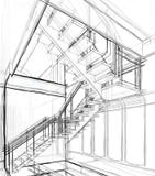 Dibujo de bosquejo arquitectónico stock de ilustración Dibujo de bosquejo arquitectónico stock de ilustración