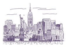 Dibujo del vector de Nueva York ilustración del vector Dibujo del vector de Nueva York ilustración del vector