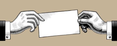 Dibujo del vintage de dos manos con una hoja de papel ilustración del vector Dibujo del vintage de dos manos con una hoja de papel ilustración del vector