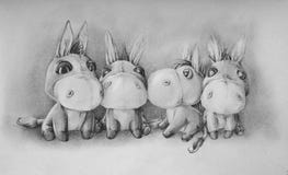 Dibujo a pulso de burros con un lápiz stock de ilustración Dibujo a pulso de burros con un lápiz stock de ilustración