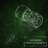 Dibujos de la ingeniería industrial en la pizarra verde stock de ilustración Dibujos de la ingeniería industrial en la pizarra verde stock de ilustración