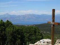 Die griechische Insel von Evia vom Berg Prnitha, Griechenland lizenzfreie stockfotos Die griechische Insel von Evia vom Berg Prnitha, Griechenland lizenzfreie stockfotos