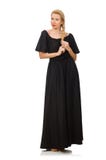 Die große Frau im langen schwarzen Kleid lizenzfreies stockbild Die große Frau im langen schwarzen Kleid lizenzfreies stockbild