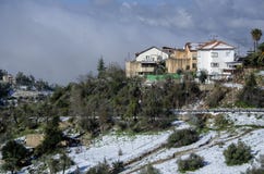 Die Stadt von Safed bedeckte mit Schnee Lizenzfreies Stockbild Die Stadt von Safed bedeckte mit Schnee Lizenzfreies Stockbild