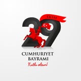 Die Türkei-Tag der Republik-Feierdesignschablone mit Aufschrift stock abbildung Die Türkei-Tag der Republik-Feierdesignschablone mit Aufschrift stock abbildung