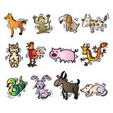 12 dieren van Chinese Kalender De stijl van het beeldverhaal stock illustratie 12 dieren van Chinese Kalender De stijl van het beeldverhaal stock illustratie