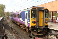 Diesel single car unit at bay platform, Lancaster stock photos Diesel single car unit at bay platform, Lancaster stock photos