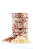 Diet Rice Cakes Pile With Buckwheat And Rice Grains Isolated On White Background Royalty Free Stock Photo