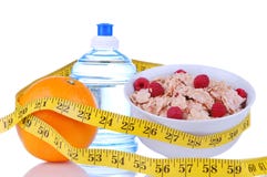 Diet weight loss food breakfast tape measure