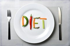 Diet written with vegetables in healthy nutrition concept