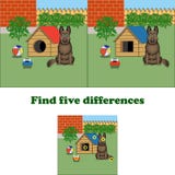 Diferenças do achado 5 da ilustração do vetor na imagem com o cão ilustração stock Diferenças do achado 5 da ilustração do vetor na imagem com o cão ilustração stock