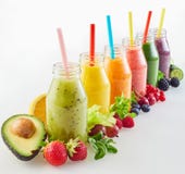 Different fresh fruit smoothies with ingredients royalty free stock photography Different fresh fruit smoothies with ingredients royalty free stock photography