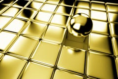 Different Gold Ball Standing Out In Crowd Of Cubes Royalty Free Stock Photography Different Gold Ball Standing Out In Crowd Of Cubes Royalty Free Stock Photography