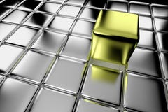 Different Gold Cube Standing Out In Crowd Stock Photography