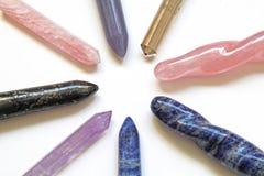 8 different healing crystal wands