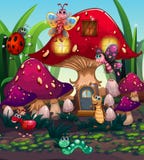 Different insects living in the mushroom house royalty free illustration Different insects living in the mushroom house royalty free illustration