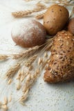 Different kinds of dark rye bread on white background. Whole-grain bread with seeds royalty free stock photography Different kinds of dark rye bread on white background. Whole-grain bread with seeds royalty free stock photography