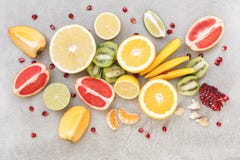 Different sliced juicy fruits stock photography Different sliced juicy fruits stock photography
