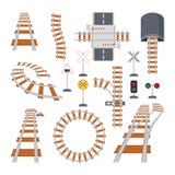 Different structural elements of railway. Vector collection in cartoon style stock illustration Different structural elements of railway. Vector collection in cartoon style stock illustration
