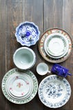 Different tableware on wooden background. Royalty Free Stock Image Different tableware on wooden background. Royalty Free Stock Image