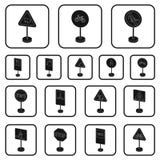 Different types of road signs black icons in set collection for design. Warning and prohibition signs vector symbol Stock Images Different types of road signs black icons in set collection for design. Warning and prohibition signs vector symbol Stock Images