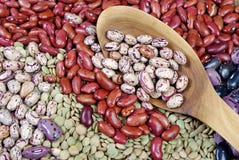 Different varieties of kidney beans and lentils. top view. stock photo Different varieties of kidney beans and lentils. top view. stock photo