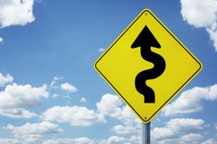 Difficult road ahead sign stock image Difficult road ahead sign stock image
