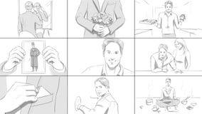 Différentes situations avec un story-board de jeune homme illustration stock Différentes situations avec un story-board de jeune homme illustration stock