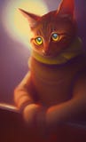 Digital art of a cute antropomorphic cat