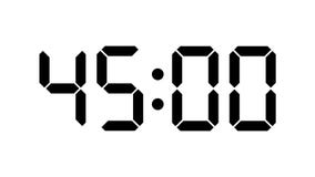 Digital clock countdown from sixty to zero - full HD Timer with LCD display - black numbers over a white background