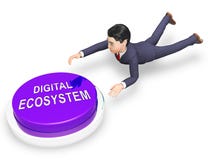 Digital Eco Wiedergabe der System-Daten-Interaktions-3d lizenzfreie abbildung Digital Eco Wiedergabe der System-Daten-Interaktions-3d lizenzfreie abbildung