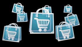 Digital-Einkaufsikonen lokalisierten Wiedergabe 3D Stockbild Digital-Einkaufsikonen lokalisierten Wiedergabe 3D Stockbild