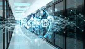 Digital GDPR interface in server room 3D rendering Royalty Free Stock Photos Digital GDPR interface in server room 3D rendering Royalty Free Stock Photos