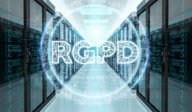 Digital GDPR interface in server room 3D rendering Stock Photography Digital GDPR interface in server room 3D rendering Stock Photography