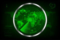 Digital green radar with targets and world map vector illustration Digital green radar with targets and world map vector illustration