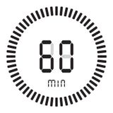 The digital timer 60 minutes, 1 hour. electronic stopwatch with a gradient dial starting vector icon, clock and watch, timer stock illustration The digital timer 60 minutes, 1 hour. electronic stopwatch with a gradient dial starting vector icon, clock and watch, timer stock illustration