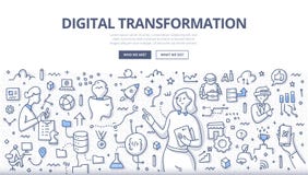 Digital Transformation Doodle Concept