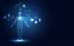 Digital vård- medicinsk digital begreppsmänniska för abstrakt teknologi vektor illustrationer Digital vård- medicinsk digital begreppsmänniska för abstrakt teknologi vektor illustrationer