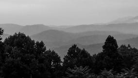 Dimmig Great Smoky Mountains nationalpark i svartvitt fotografering för bildbyråer Dimmig Great Smoky Mountains nationalpark i svartvitt fotografering för bildbyråer